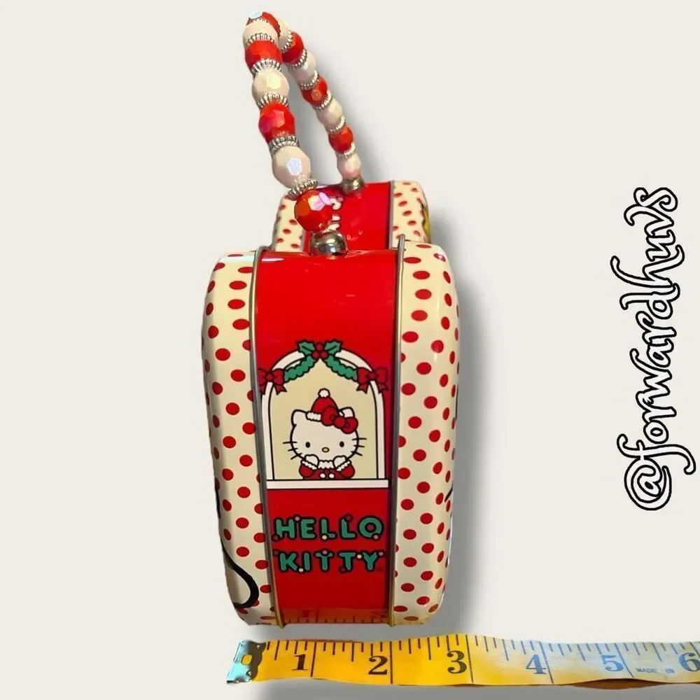Sanrio Hello Kitty Christmas Metal Tin with Handle – Festive Holiday Design